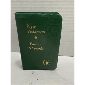 New Testament Psalms Proverbs KJV Gideons Pocket Size Green‎ 4.75"x3"
